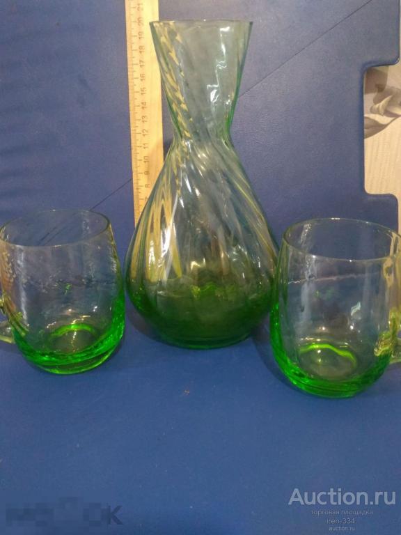 ГРАФИН и две Кружки Времён СССР Стекло Штоф Винтаж