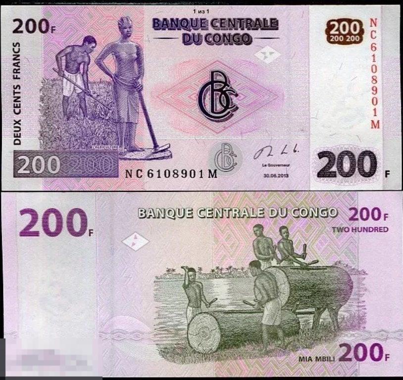 2.37 Конго 200 франков 2013 г. UNC