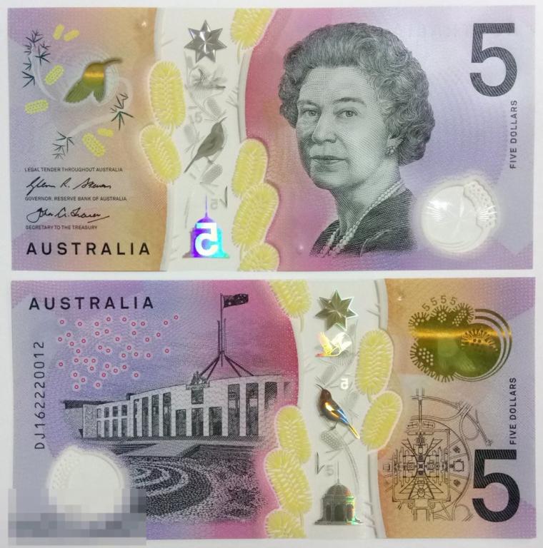 5.147 Австралия 5 долларов 2016 полимерная UNC
