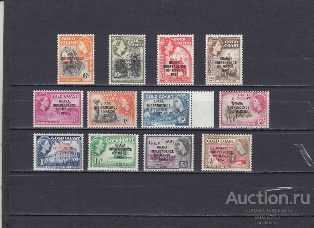GOLD COAST  GHANA  ГАНА  ЗОЛОТОЙ БЕРЕГ  Независимость надпечатка Серия 1957   Сост**  MNH