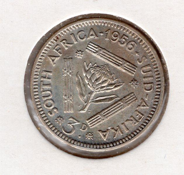 3 пенса - Южная Африка (ЮАР) - 1956 - серебро 500