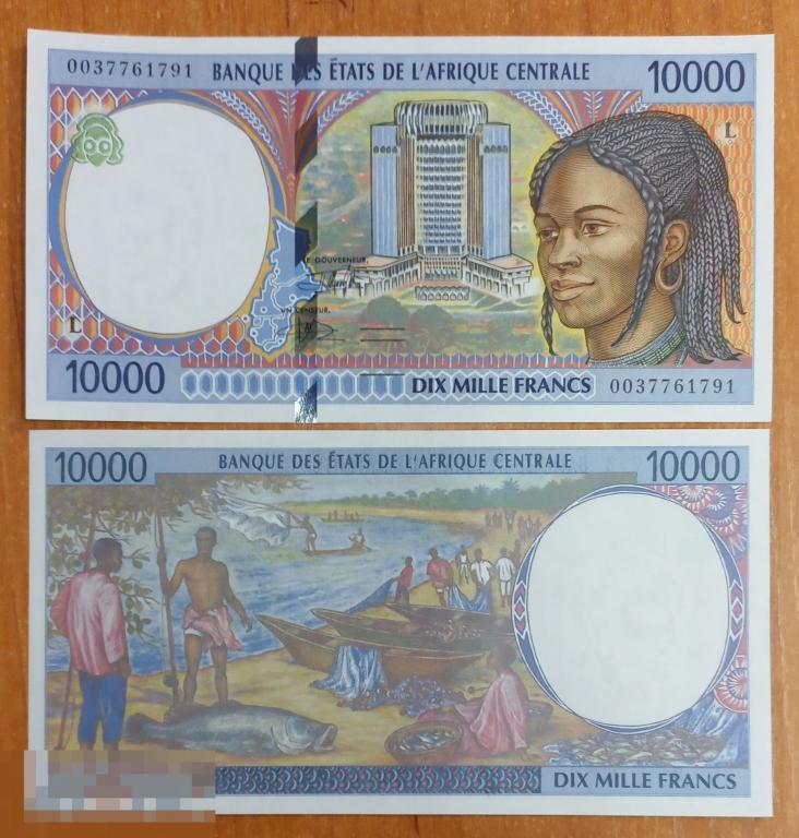 Центральная Африка 10000 франков 2000 литера L Габон UNC
