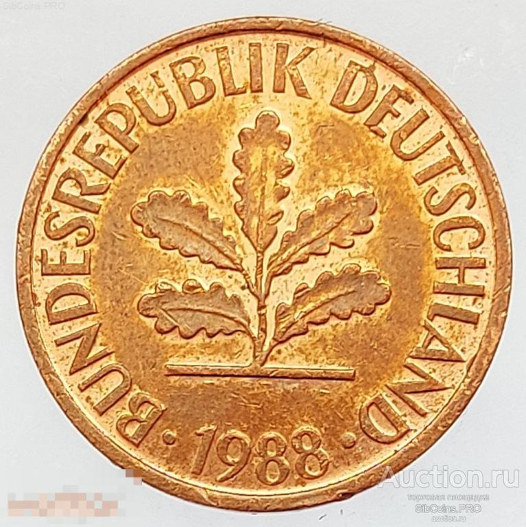 Германия 2 пфеннига 1988 "D"