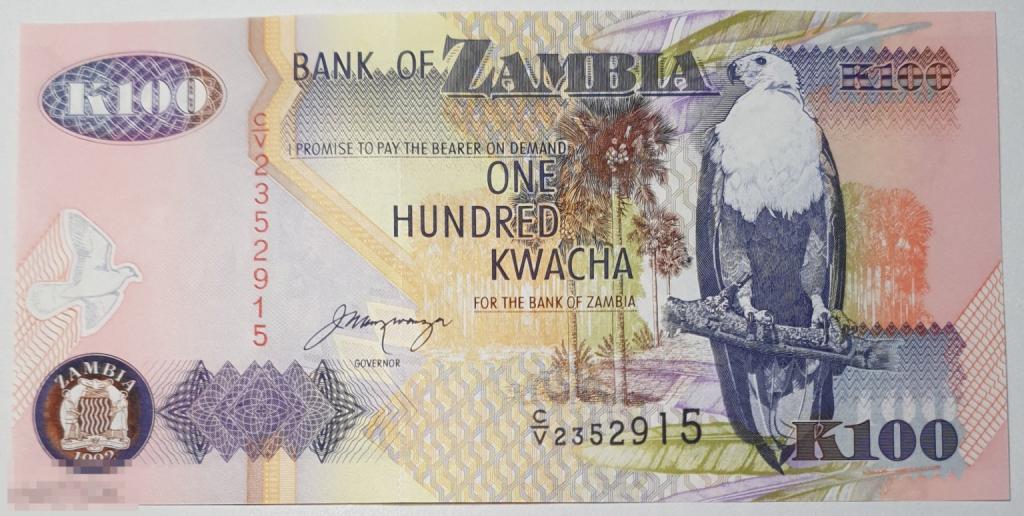 Замбия - 100 квача 1992 года. UNC