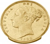 Великобритания. 1/2 Cоверена 1883 г. Золото. 3.99 г*0.9167 0.1176 oz. СЛАБ PCGS MS63!