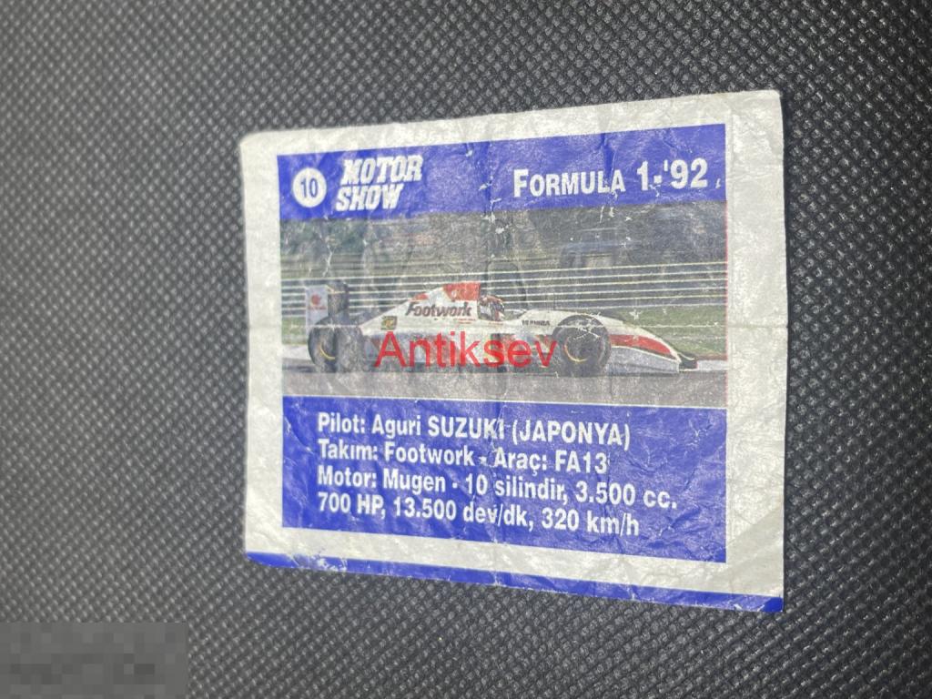 Вкладыш от жвачки Formula-1-92 № 10