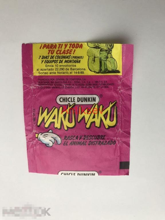 Обертка от жвачки 90-х Waku Waku Bubble Gum Dunkin состояние
