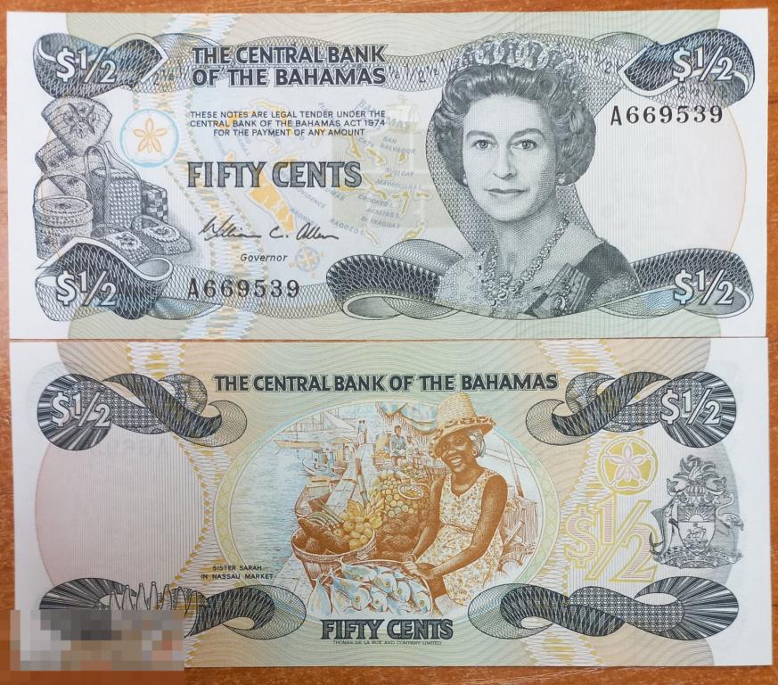 Багамы Багамские острова 1/2 доллара (50 центов) 1974 (1984) Р-42a UNC