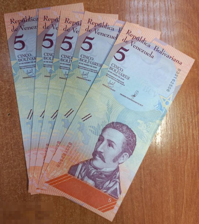 Венесуэла 5 штук 5 боливаров 2018 UNC