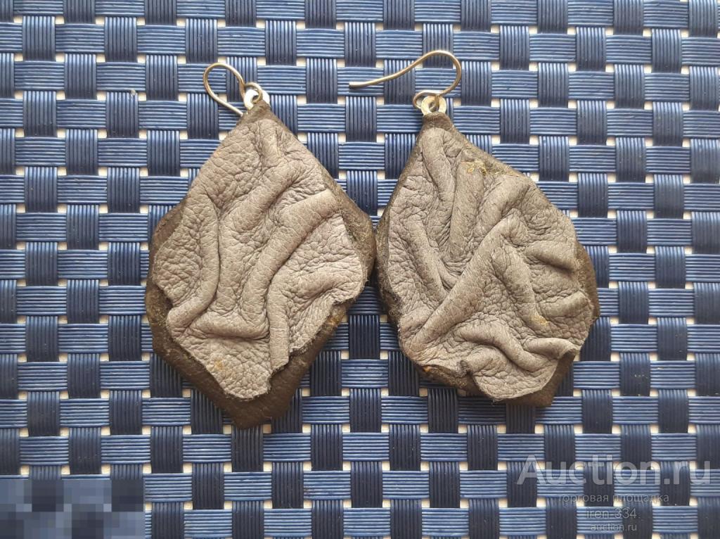 Советский Винтаж Красивые СЕРЁЖКИ Кожа Бижутерия Украшения     0306