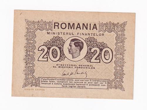 Румыния Банкнота 20 лей 1945 год UNC (42386)