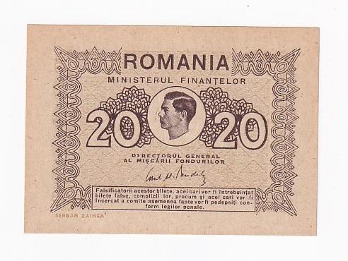 Румыния Банкнота 20 лей 1945 год UNC (42387)