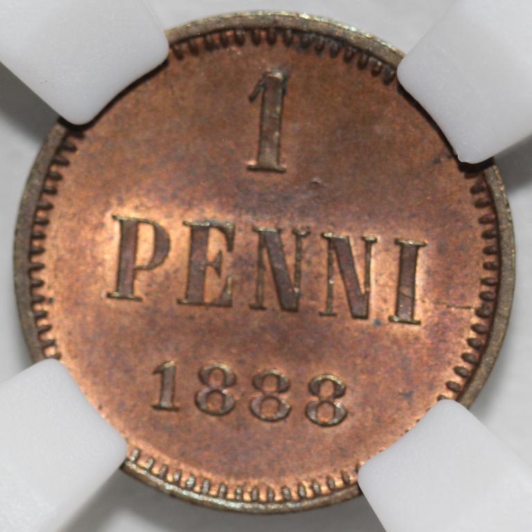 1 пенни 1888 Русская Финляндия слаб ННР MS 64 RB