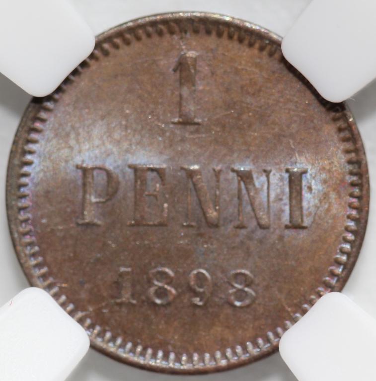 1 пенни 1898 Русская Финляндия слаб ННР MS 63 BN