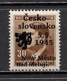 ❤1945 Чехословакия Гитлер Надпечатка Локальная почта Nové Město nad Metují MNH OG