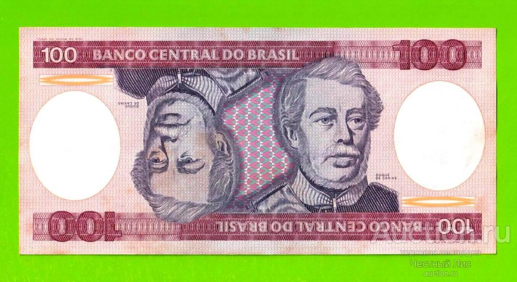 Бразилия - 100 крузейро - 1984 - пятна - aUNC!!!