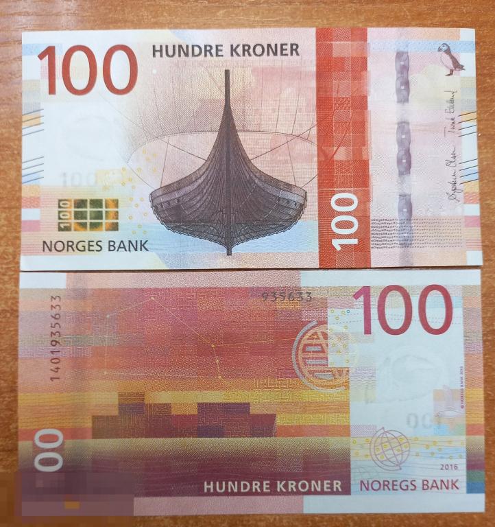 6.134 Норвегия 100 крон 2016 UNC