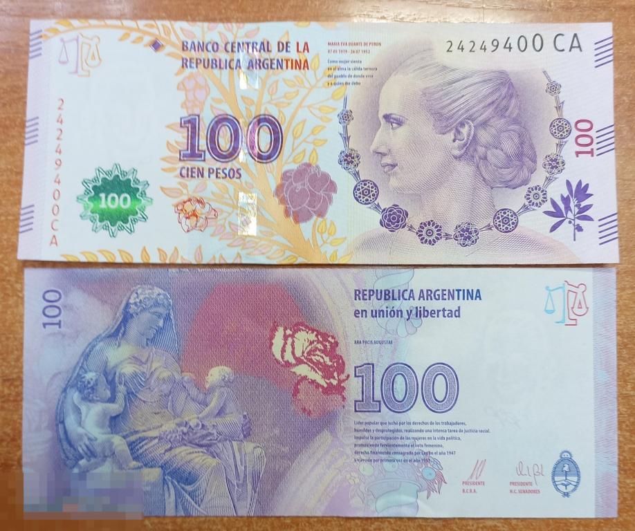 Аргентина 100 Песо P-368c 2016 UNC Ева Дуарте де Перон