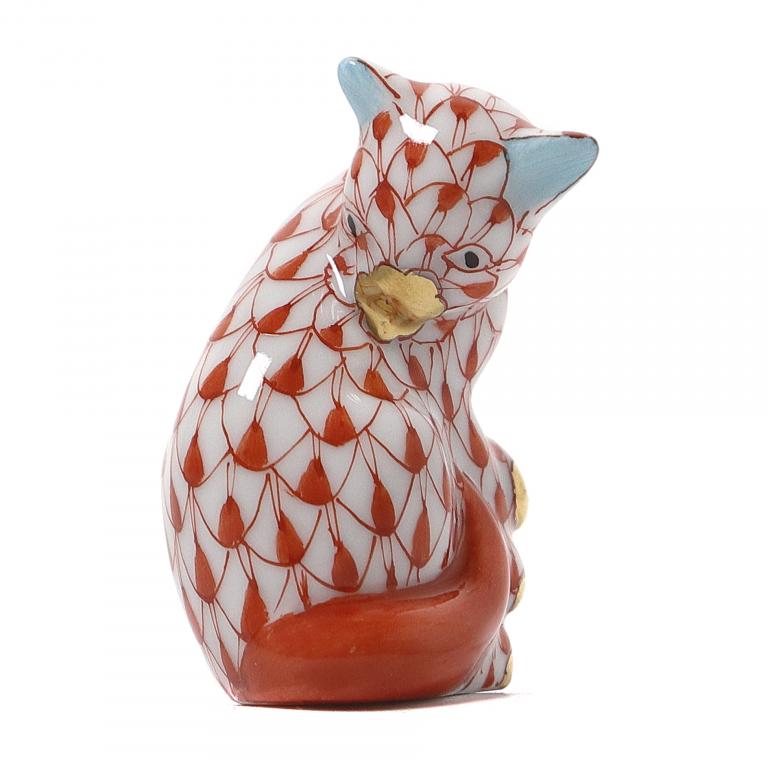 Миниатюрная фарфоровая фигура "Кошка". Herend