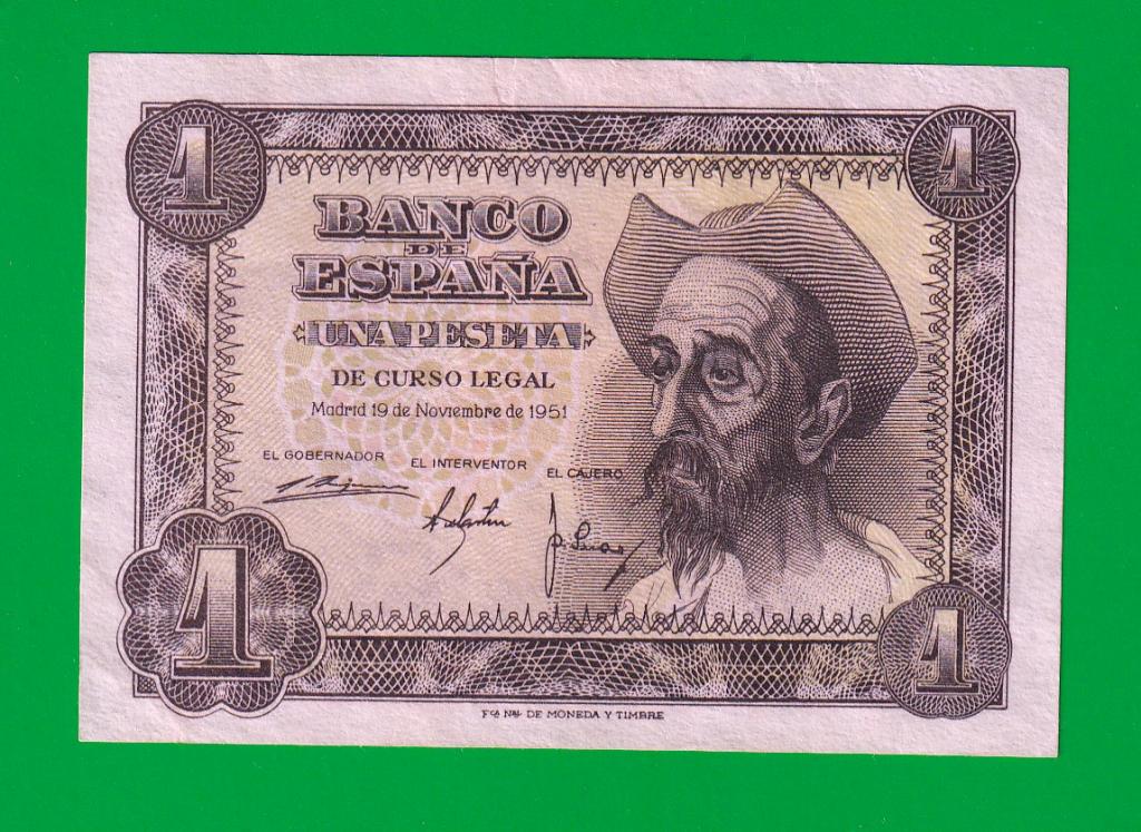 ИСПАНИЯ  1 песета 1951 - 139a  UNC