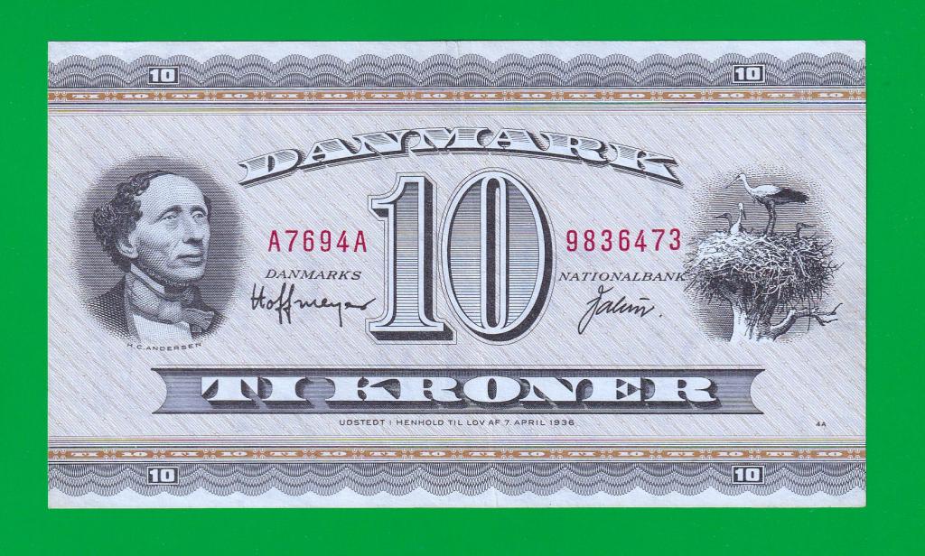 ДАНИЯ 10 крон 1969 - 44y  XF