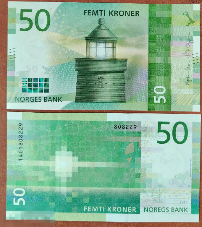 Норвегия 50 крон 2017 год Пресс UNC
