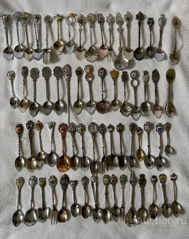 Коллекционные ложечки 63 шт 9—13 см 1,1 кг