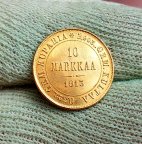 10 марок 1913 года S. Золото. Русско-Финская монета. В шикарном состоянии.
