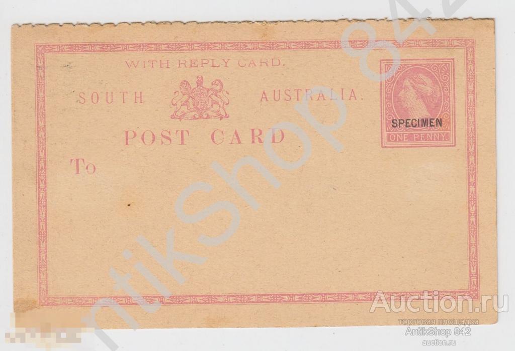 Почтовая карточка Южная Австралия. Английская колония Англия. Чистая бланк.Образец.