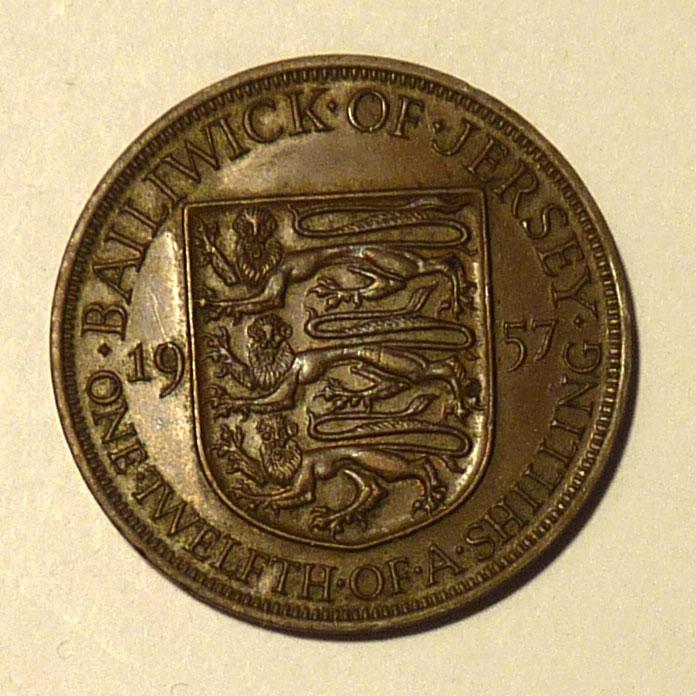 Джерси 1/12 шиллинга 1957 года Королева Елизавета II