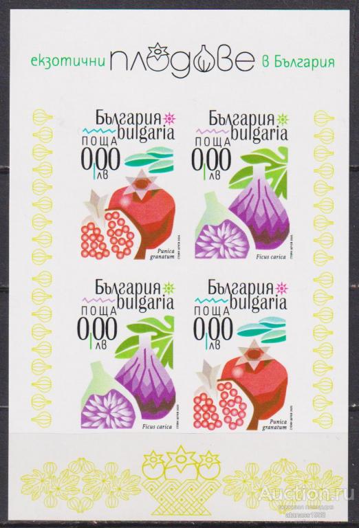 Болгария Чистый сувенирный блок Флора Фрукты 2025