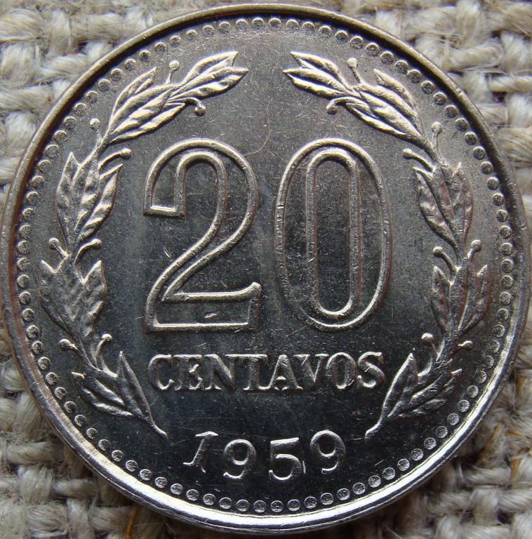Аргентина 20 сентаво 1959 год