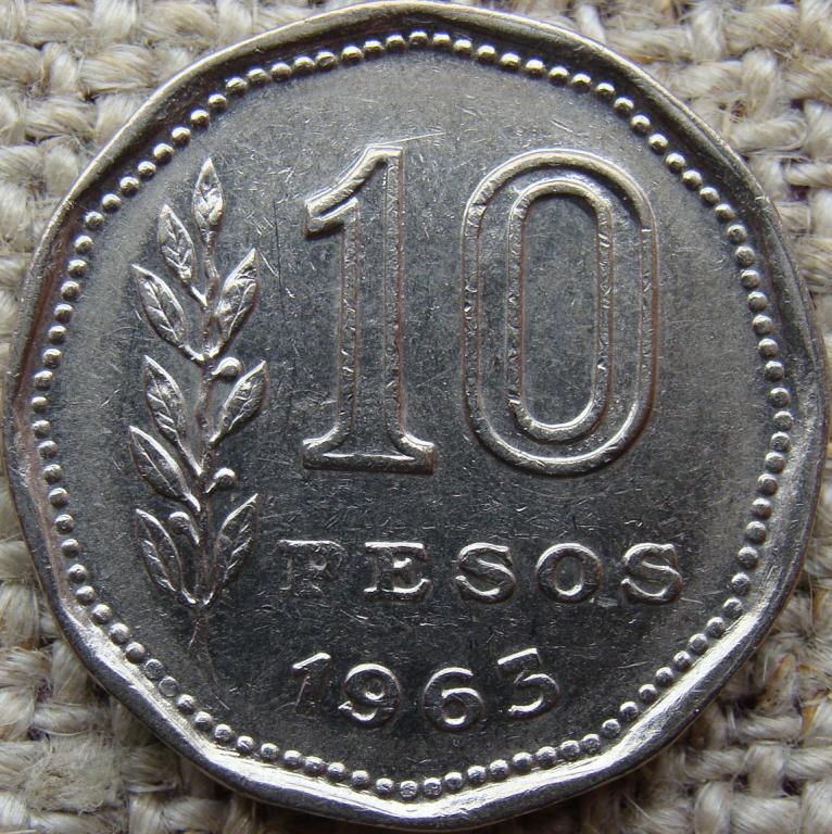 Аргентина 10 песо 1963 год