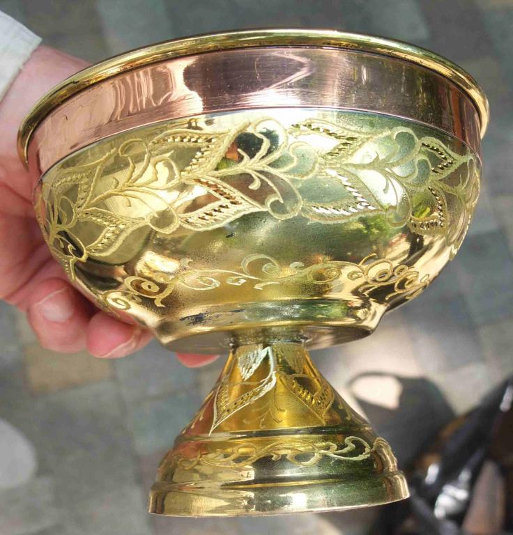 ваза для конфет, Пакистан, латунь, гравировка, редкая