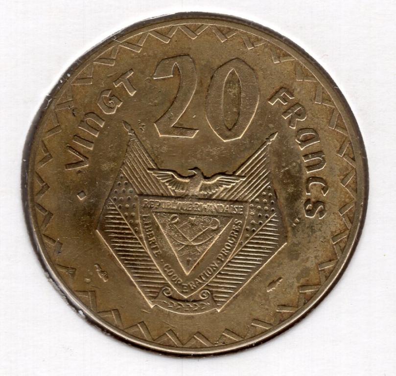 20 франков - Руанда - 1977 - KM#15