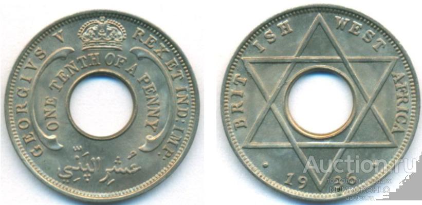 Британская Западная Африка 1/10 пенни, 1912-1936 UNC