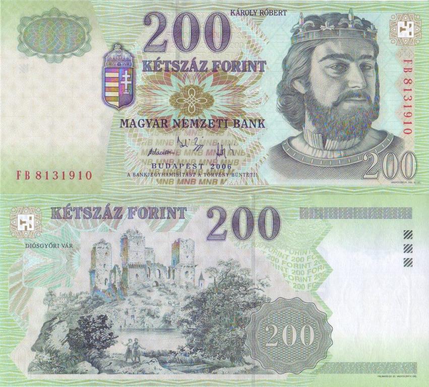 Венгрия 200 форинтов 2006 P187f пресс unc
