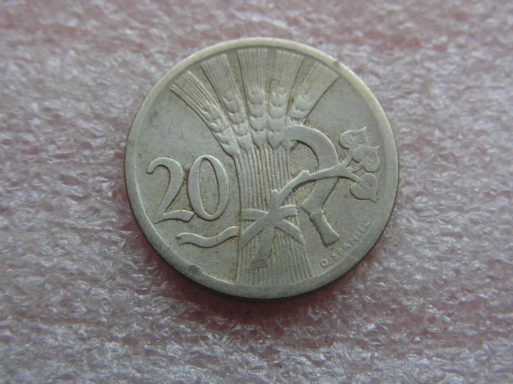 Чехословакия 20 геллеров 1928 6ма