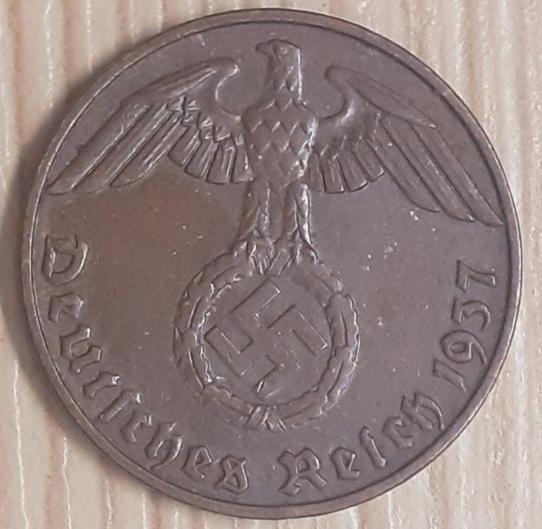 Германия. 3-й Рейх 1 пфенниг (рейхспфенниг). 1937 г. E(Е). ОРИГИНАЛ!