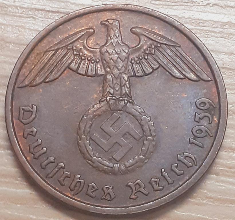 Германия. 3-й Рейх 2  пфеннига (рейхспфеннига). 1939 г.  F. ОРИГИНАЛ!