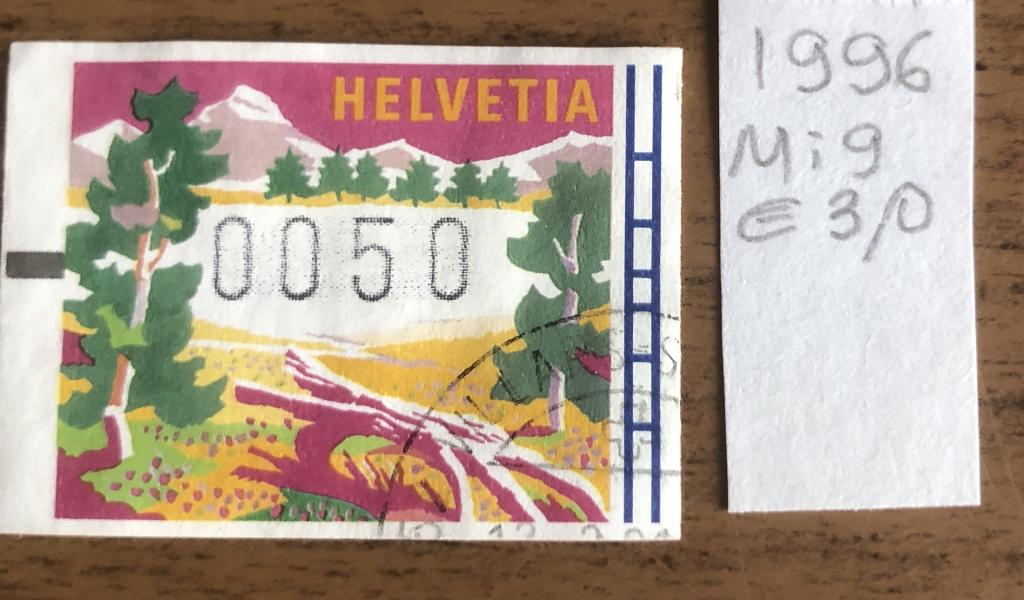 Марки Швейцарии 1996 г банкоматная марка
