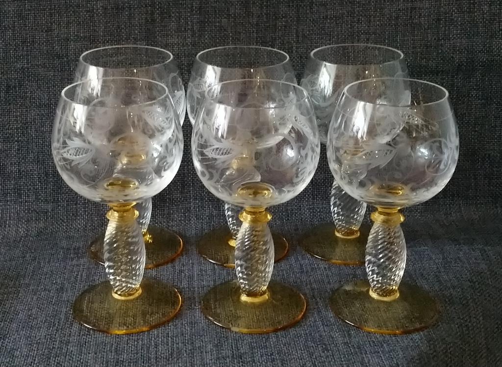 Цена за 6шт бокалы винные стекло винтаж Германия 1970