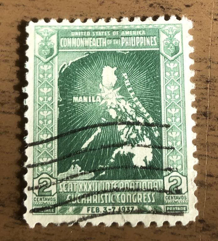 Марки Филиппины 1937 г карта страны