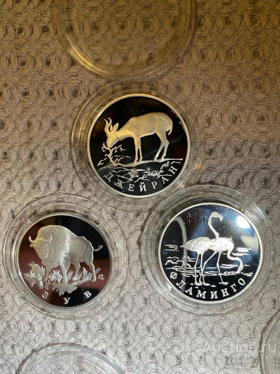 1 руб Красная книга Зубр, Фламинго, Джейран, Комплект 1997 Серебро