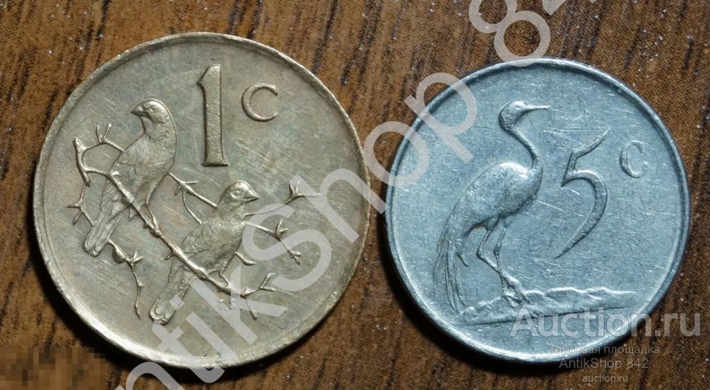 ЮАР Южная Африка 5 центов 1975г. 1 цент 1988г.  2 монеты.