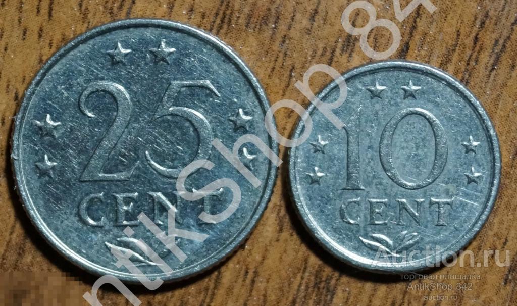 Нидерландские Антилы. 25 центов 1979г. 10 центов 1978г. 2 монеты.