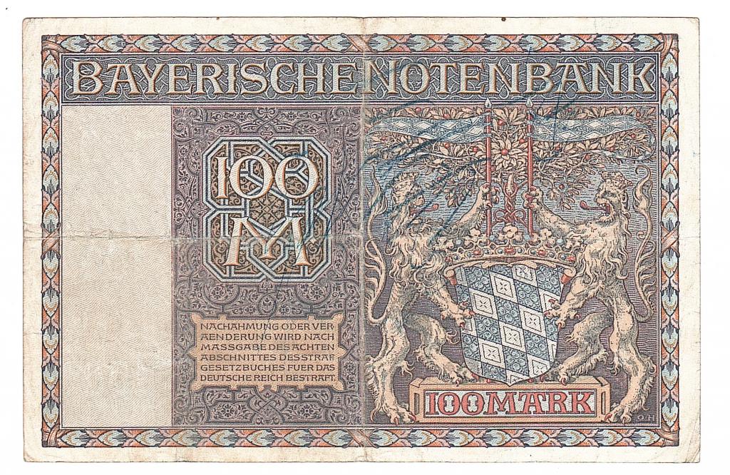 Германия Бавария нотгельд Гроссгельд Мюнхен 100 марок 1922 большой размер ВЗ 100