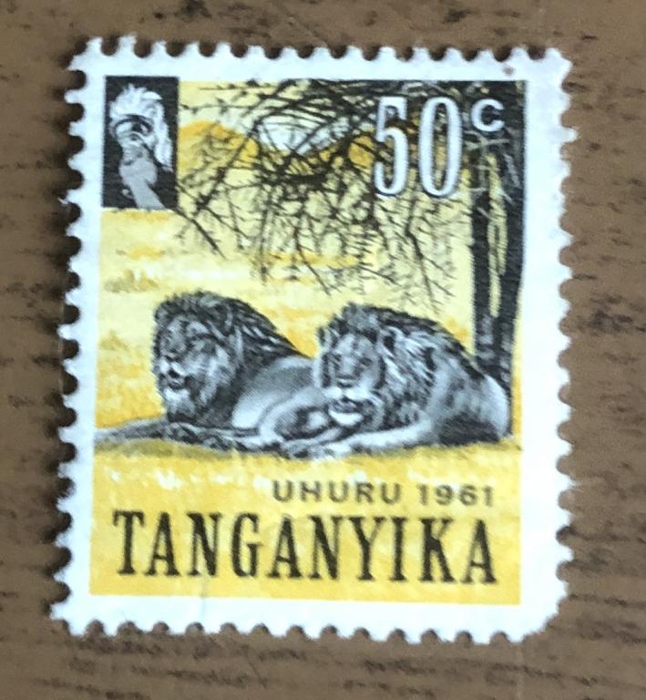 Марки Таганьика 1961 г львы