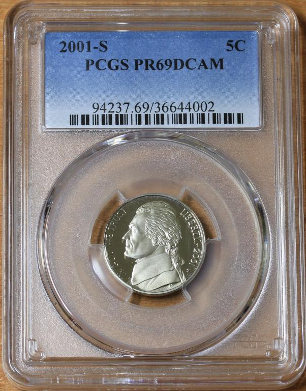 5 центов 2001г. S. США в слабе PCGS PR69