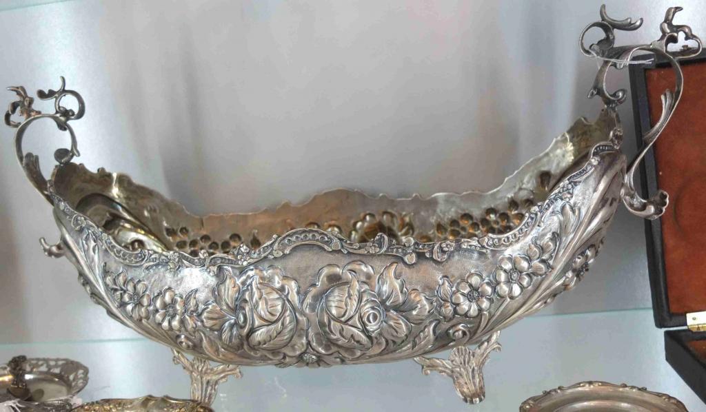 серебряная ваза для фруктов, серебро 900 проба, старинная